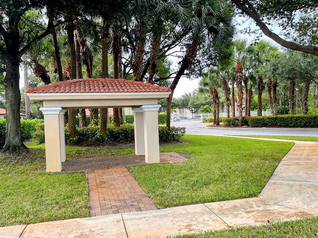 view of home's community with a lawn