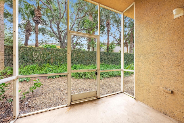 view of unfurnished sunroom