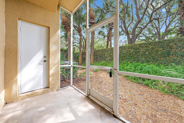 view of unfurnished sunroom