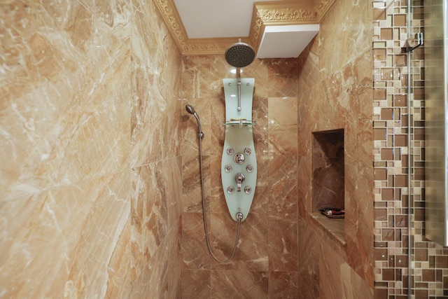 interior space featuring a tile shower