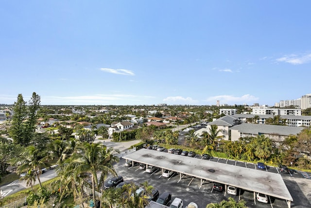 birds eye view of property with a city view