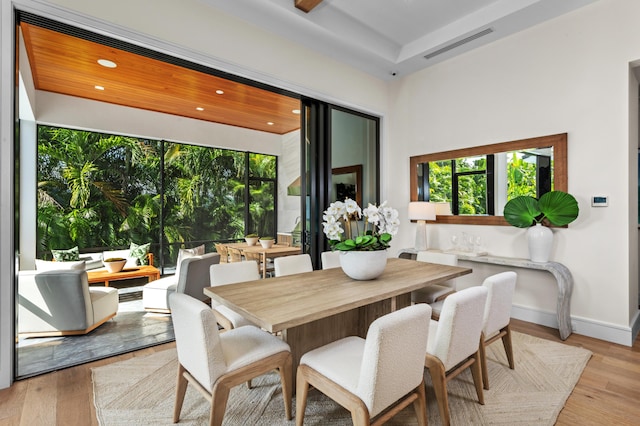 dining room with light hardwood / wood-style floors