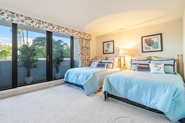 bedroom with multiple windows and carpet flooring