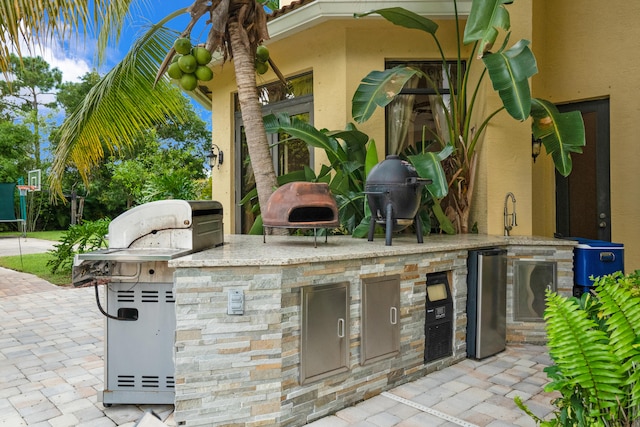 view of patio featuring exterior kitchen