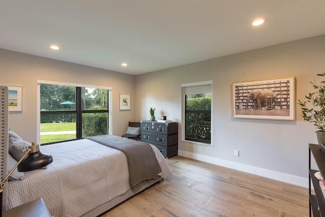 bedroom featuring light hardwood / wood-style floors