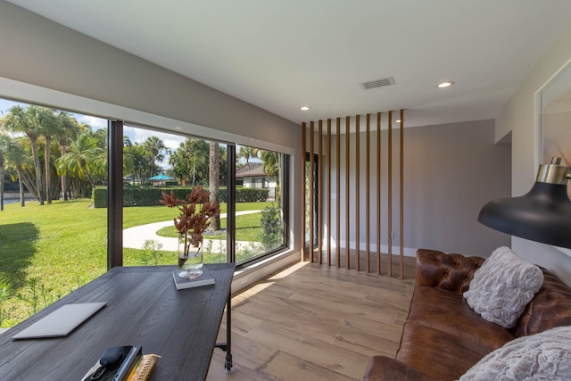 living room featuring light wood-type flooring