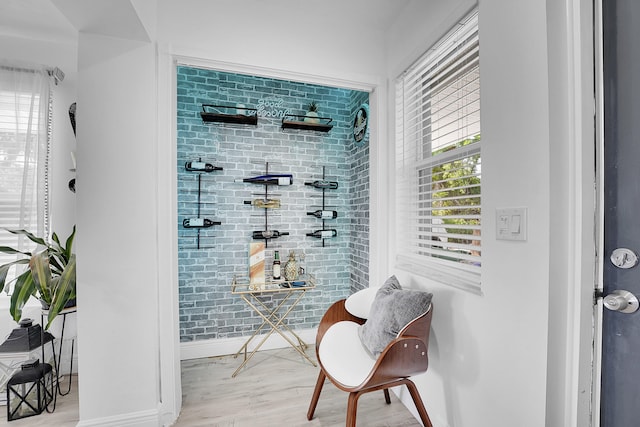 wine room featuring light hardwood / wood-style floors