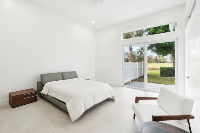 bedroom featuring access to outside