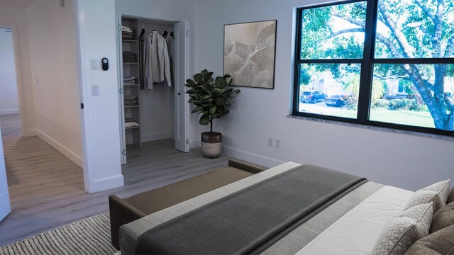 bedroom featuring a closet and wood-type flooring