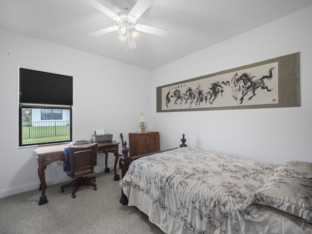 bedroom with carpet and ceiling fan