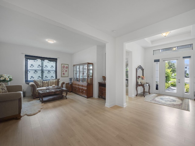 foyer entrance featuring light wood-type flooring