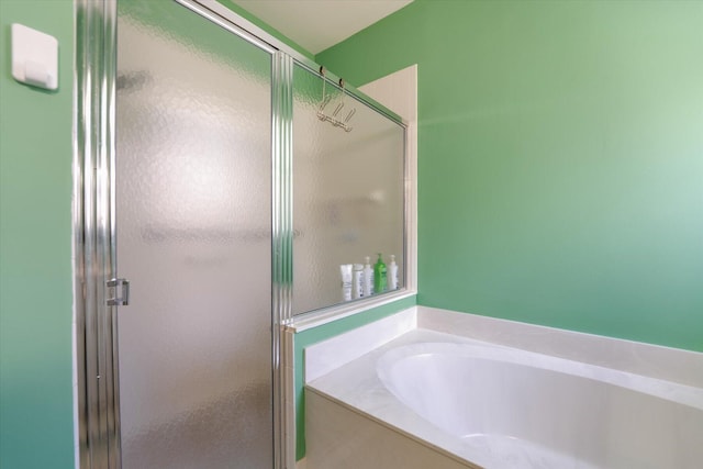 bathroom with plus walk in shower