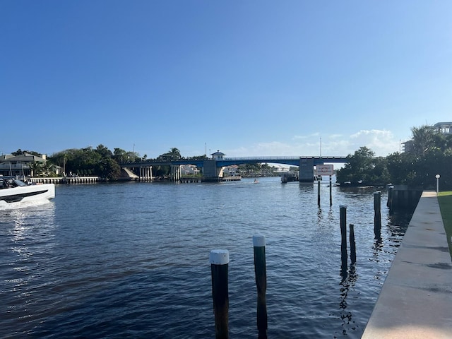 view of dock featuring a water view