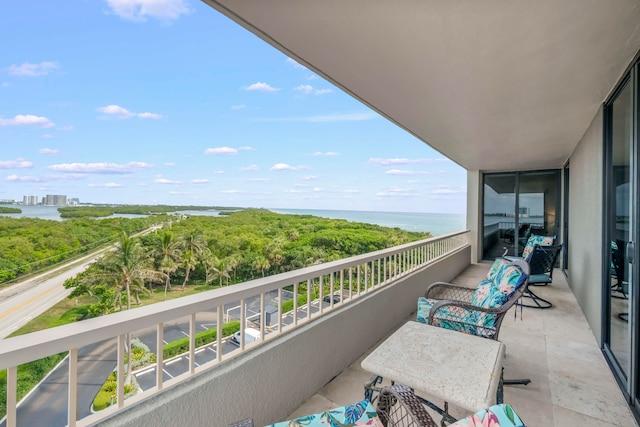 balcony with a water view