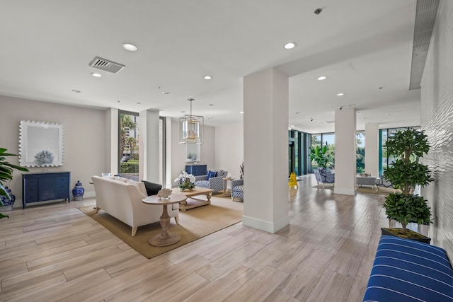 living room featuring light hardwood / wood-style floors