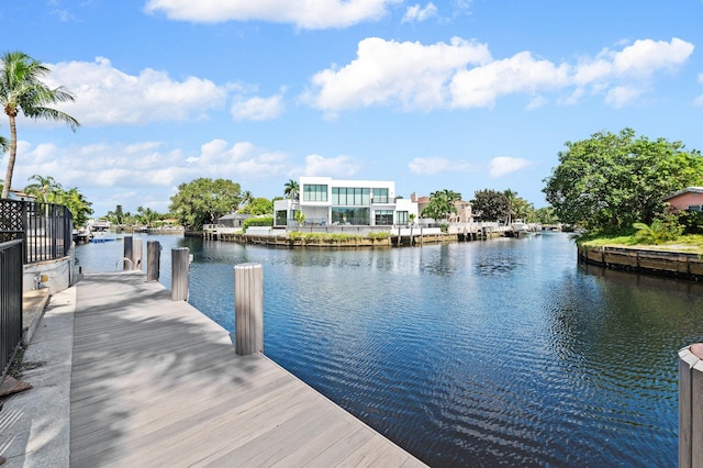 dock area featuring a water view