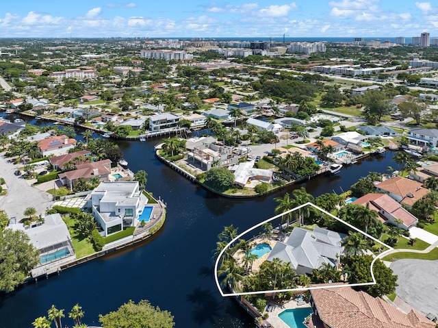 bird's eye view featuring a water view