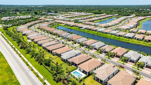 bird's eye view featuring a water view