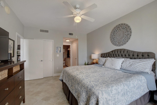 bedroom featuring ceiling fan