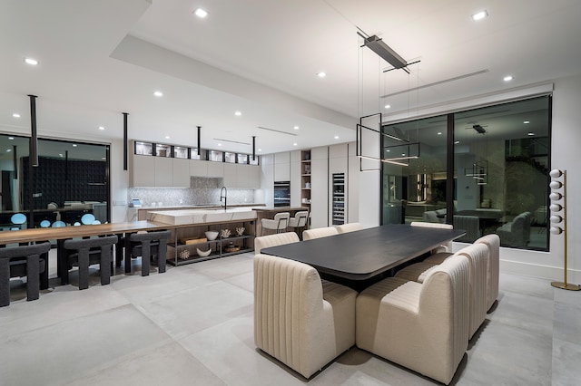 dining space featuring sink