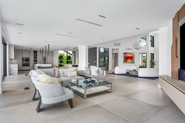 living room featuring a wealth of natural light