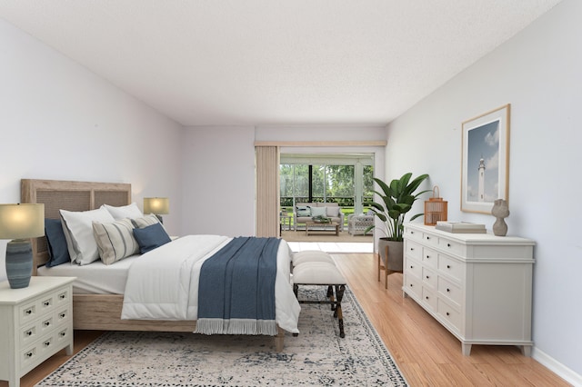 bedroom with light hardwood / wood-style floors