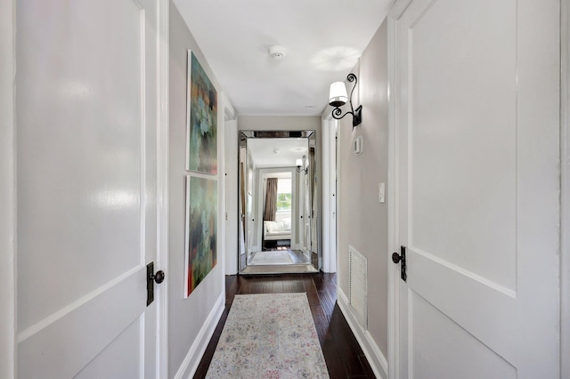 hall featuring dark hardwood / wood-style flooring