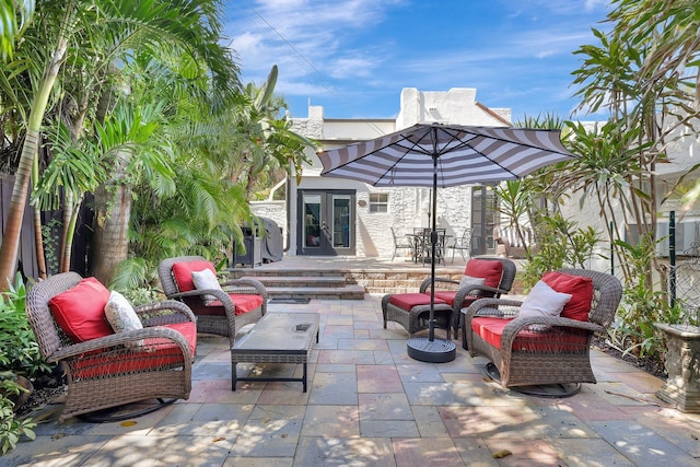 view of patio / terrace with outdoor lounge area and french doors