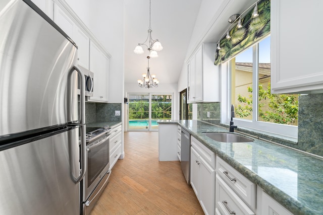 kitchen featuring appliances with stainless steel finishes, a healthy amount of sunlight, and backsplash