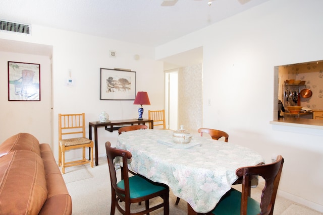 view of carpeted dining room