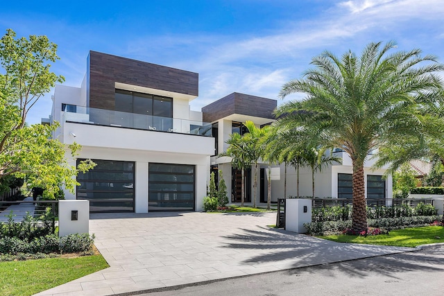 modern home featuring a garage