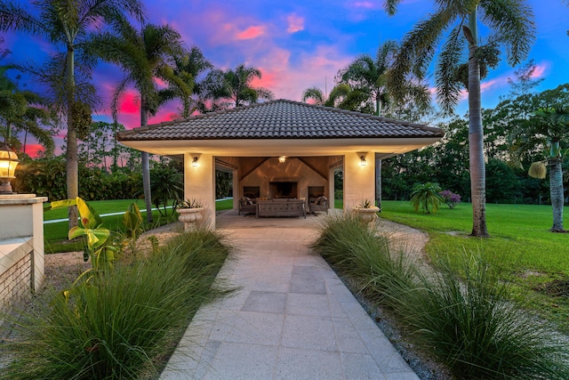 surrounding community featuring a gazebo and a lawn