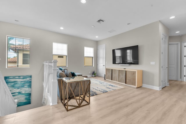 living room featuring light hardwood / wood-style floors