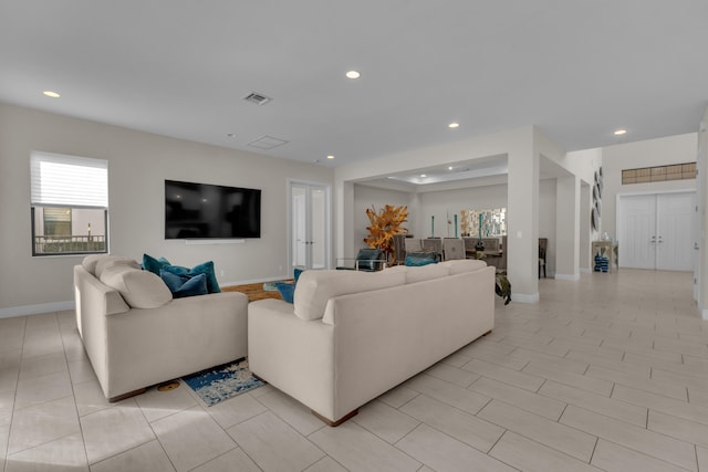 view of tiled living room