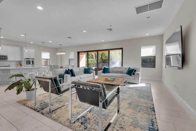 view of tiled living room