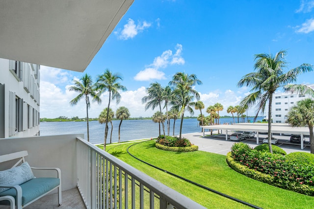 balcony with a water view