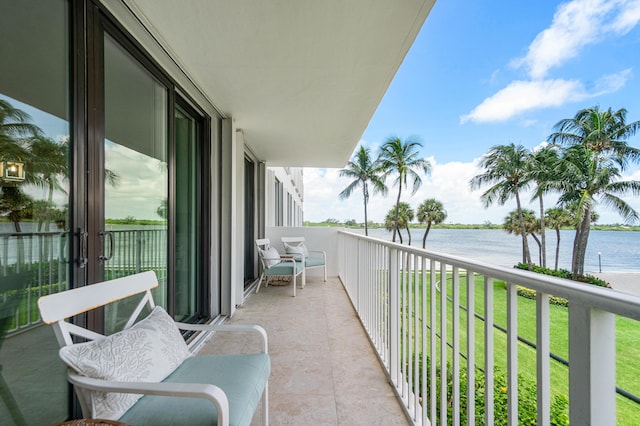 balcony with a water view