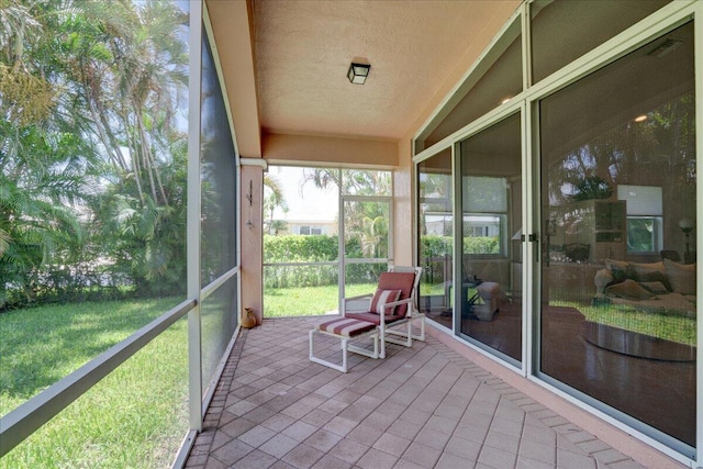 view of unfurnished sunroom