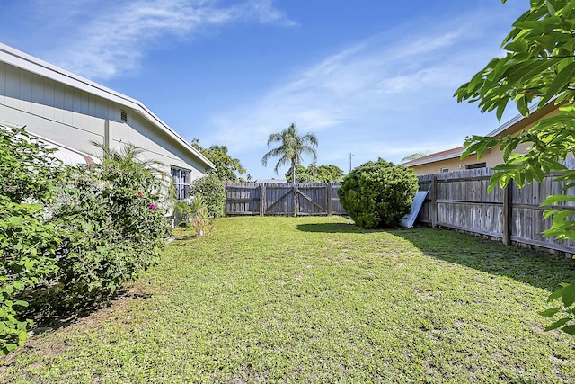 view of yard featuring a fenced backyard