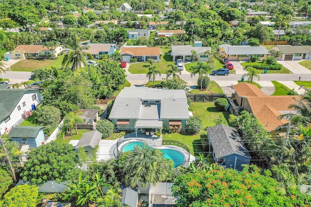 bird's eye view with a residential view