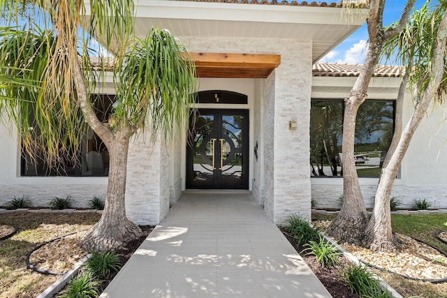 doorway to property with french doors