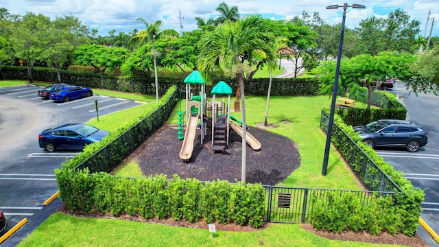 view of play area featuring a yard