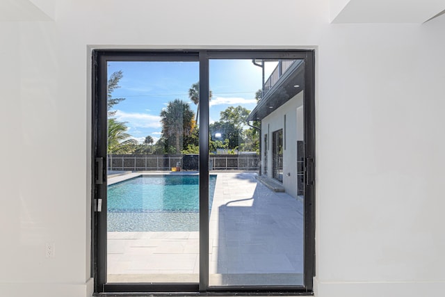 view of swimming pool with a fenced in pool, a patio area, and fence