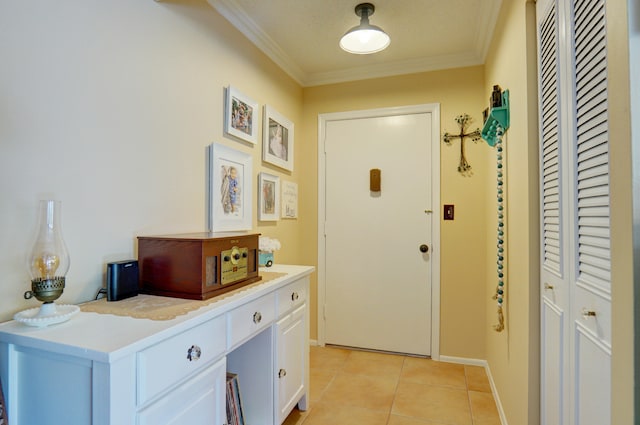 interior space with crown molding