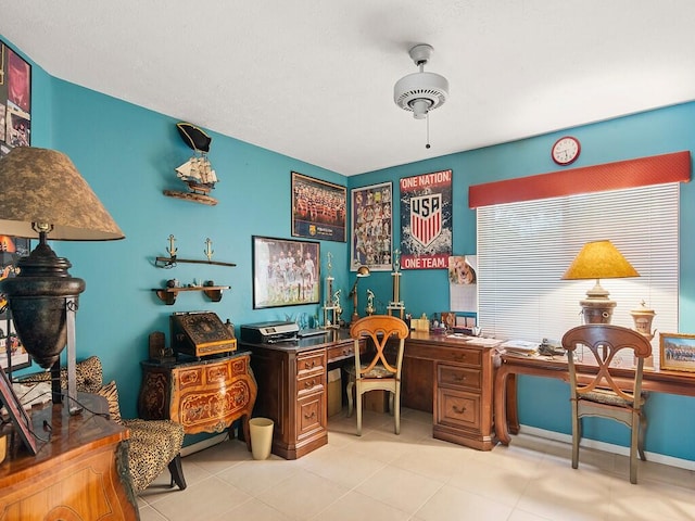 office space with light tile patterned floors