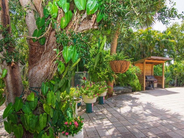 view of patio with a grill