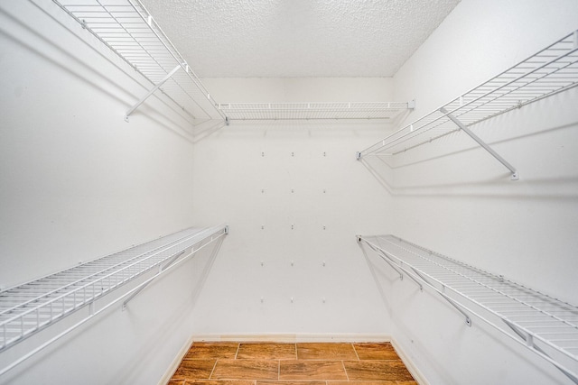 walk in closet with hardwood / wood-style floors