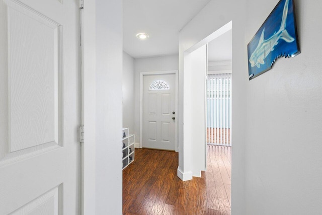 foyer featuring dark hardwood / wood-style floors