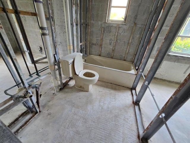 bathroom with a bathing tub and toilet