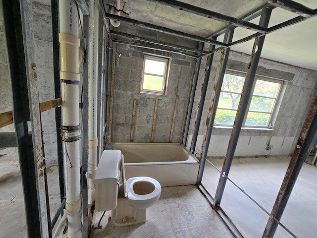 bathroom with plenty of natural light and toilet